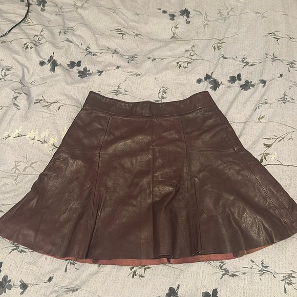 Dresses & Skirts - Color of the season Burgundy leather fit and flare mini skirt